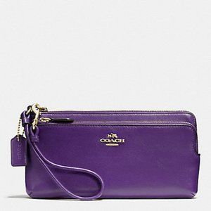 COACH SMITH LEATHER DOUBLE ZIP WALLET 52636 VIOLET